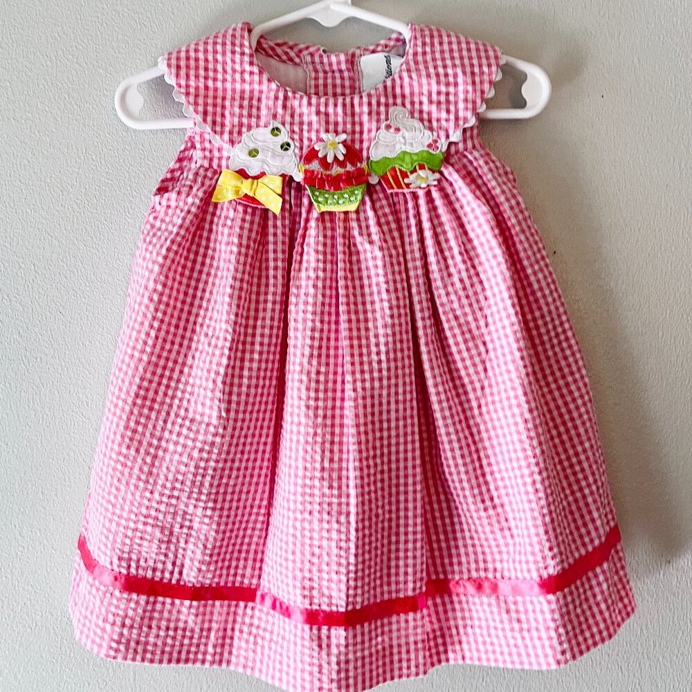 Rare Editions Baby Dress Cupcake Pink Gingham